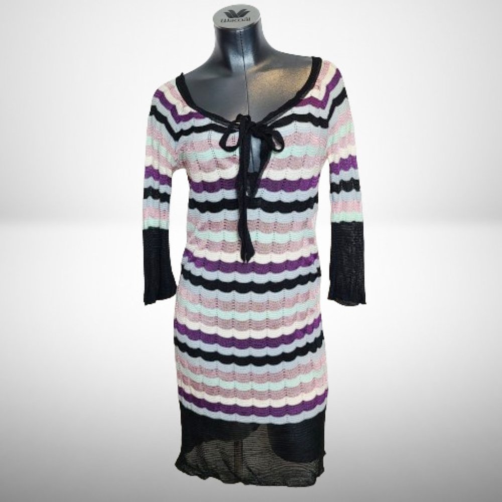 Missoni Multicolor Crochet-Knit Wool-Blend Knee Length Beautiful Dress - Picture 1 of 11